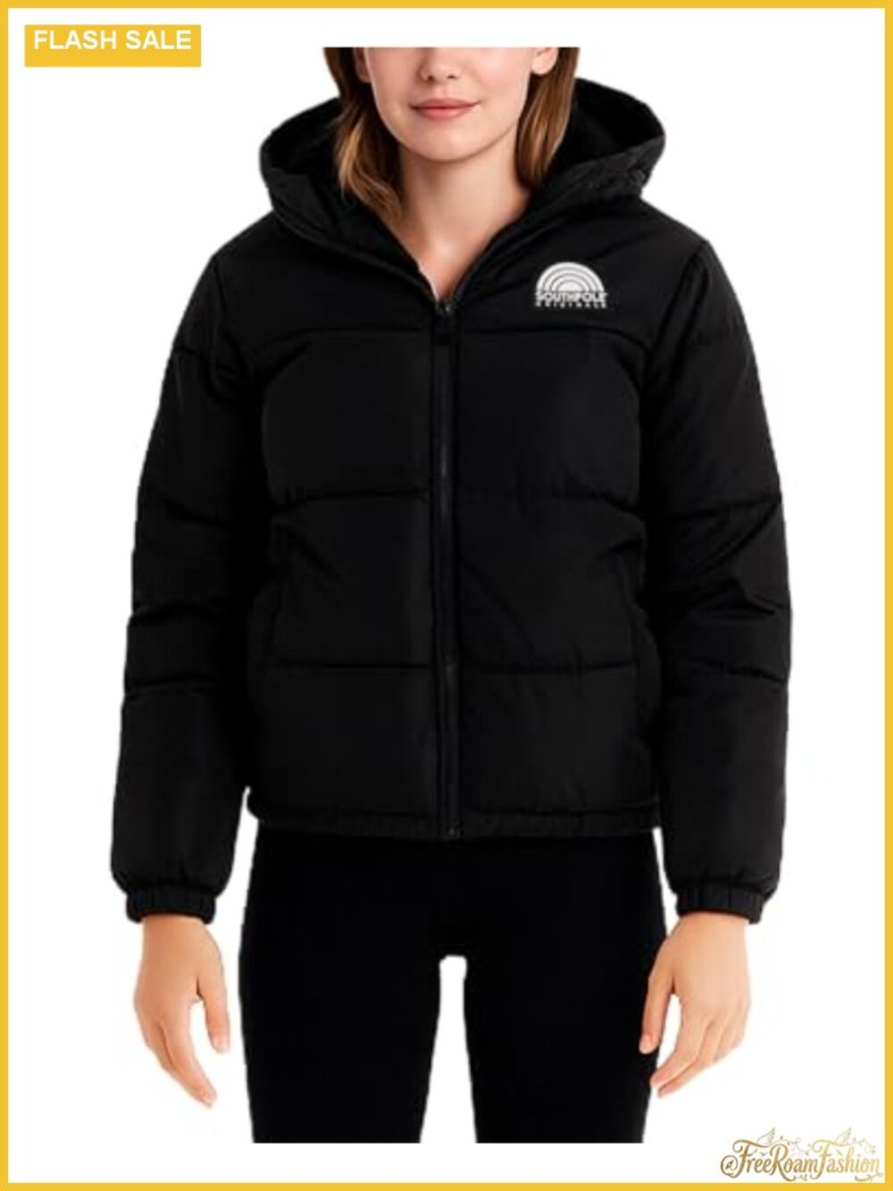 Southpole Womens Puffer Jacket Hooded Quilted Lightweight Winter Coat